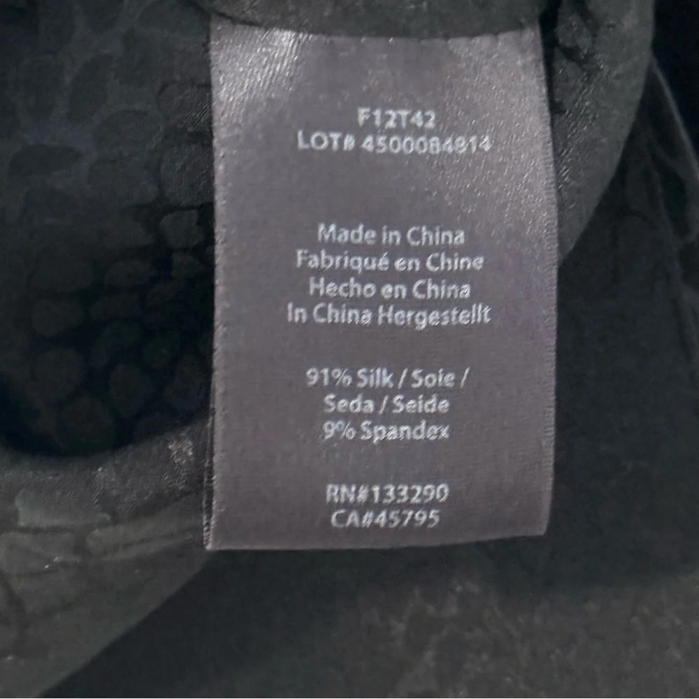 Rachel Zoe Black Animal Print 100% Silk Blouse US10 - Picture 5 of 6